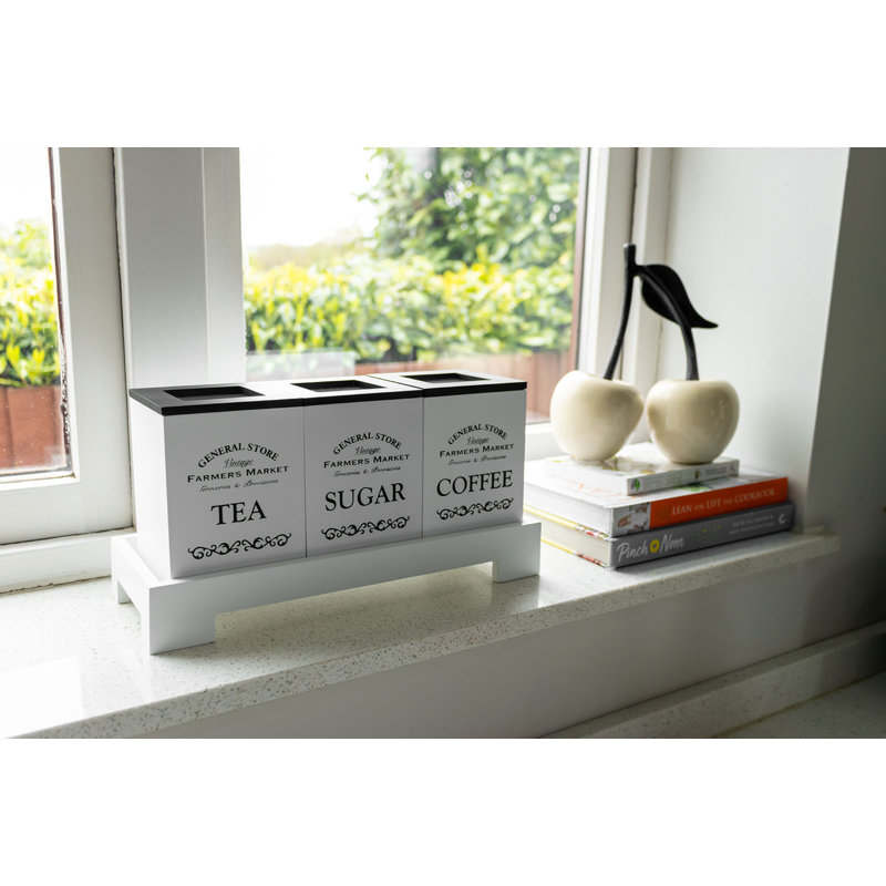 Manufactured Wood Jar - Set of 3, White
