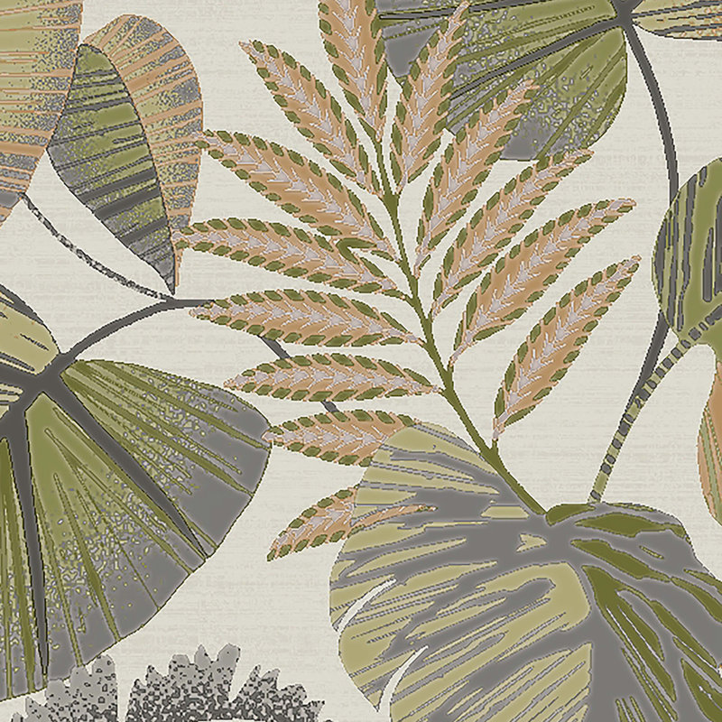  Rouleau de papier peint L 33 pi x l 21 po Jungle Leaves, Orange