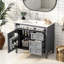 Meuble-lavabo de salle de bain, cadre, 2 tiroirs et tiroir basculant, armoire de rangement à finition d'eau, pratique moderne-677115680