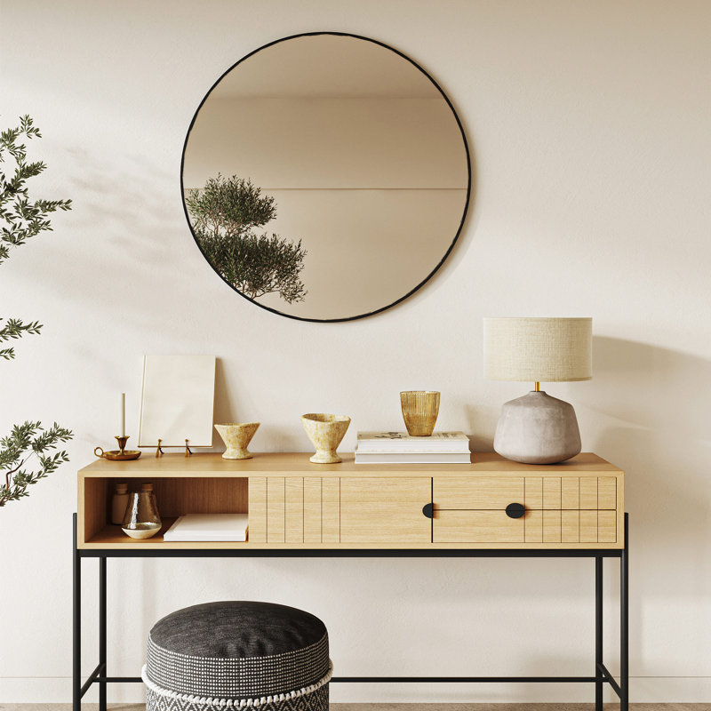 Miroir rond Garber, Noir, 24 po x 24 po