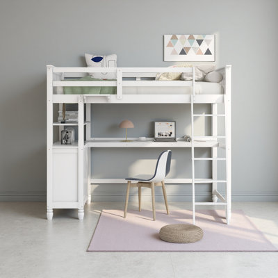 Lit mezzanine simple avec tiroirs et bureau