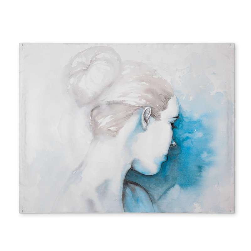 Napperon aquarelle abstrait chignon bleu en polyester