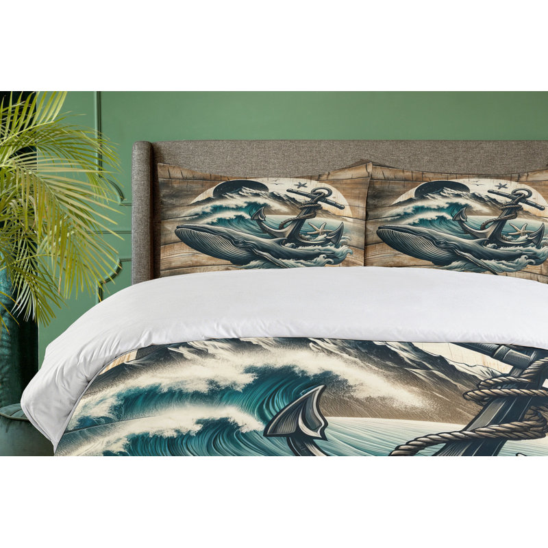 Nautical Duvet Cover, California King Duvet Cover + 2 Standard Shams