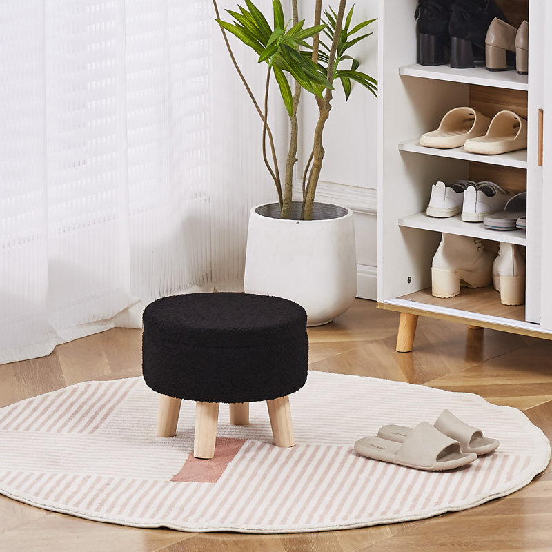 Tabouret d'appoint en bois avec rangement, Noir