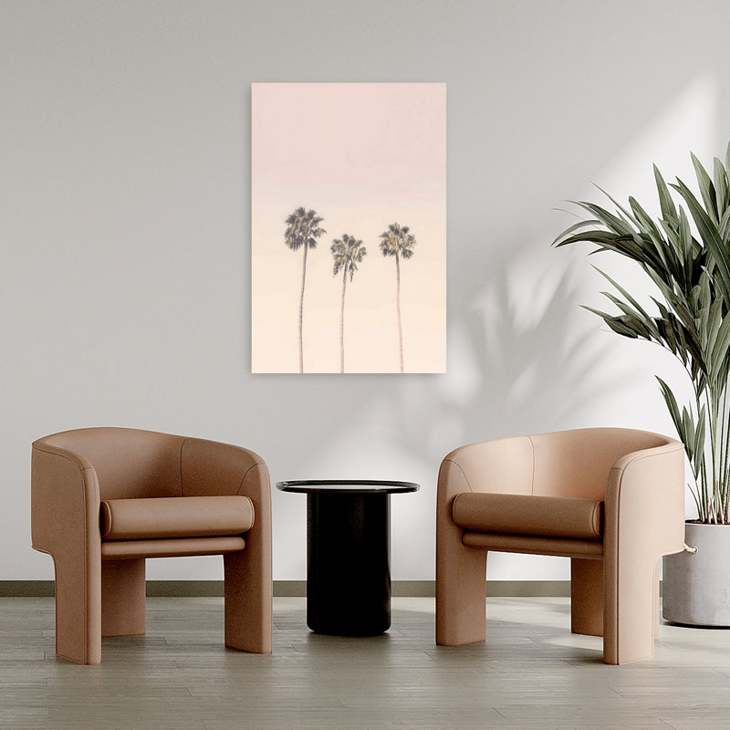 «Peachy Palms», art mural contemporain abstrait, H 36 po x l 24 po