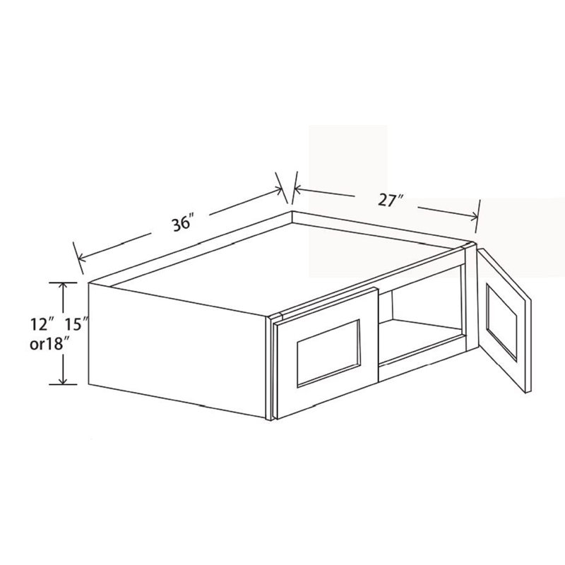 Armoire murale de cuisine 30 W x 15 H de style Shaker, H 12 po x l 36 po x P 27 po