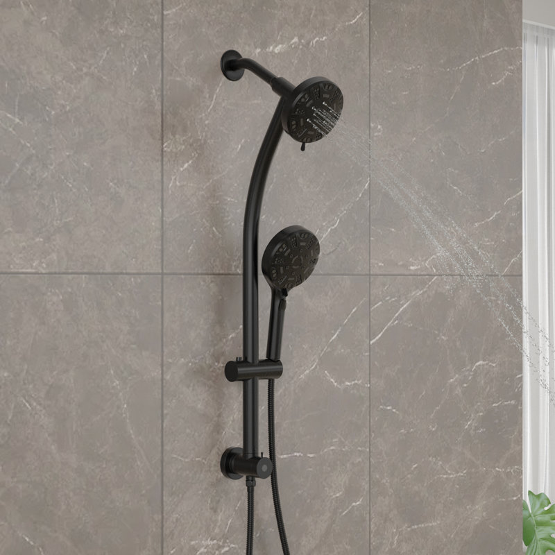Pomme de douche double multifonction, Noir mat