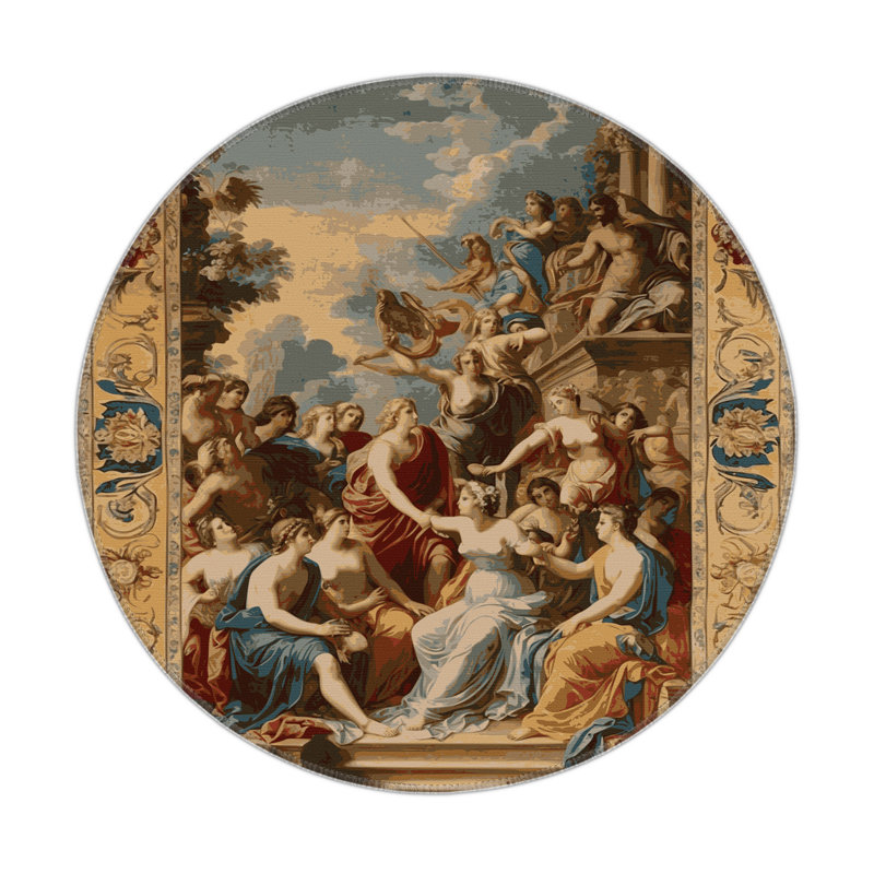 Tapis d'intérieur et d'extérieur brun français, Rond 5 pi