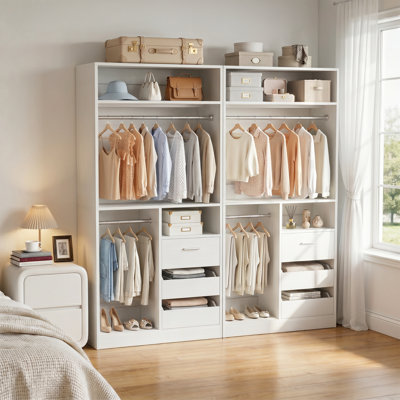 6-Drawer Shoe Cabinet With 72" Wide Closet & Dual Hanging Rods
