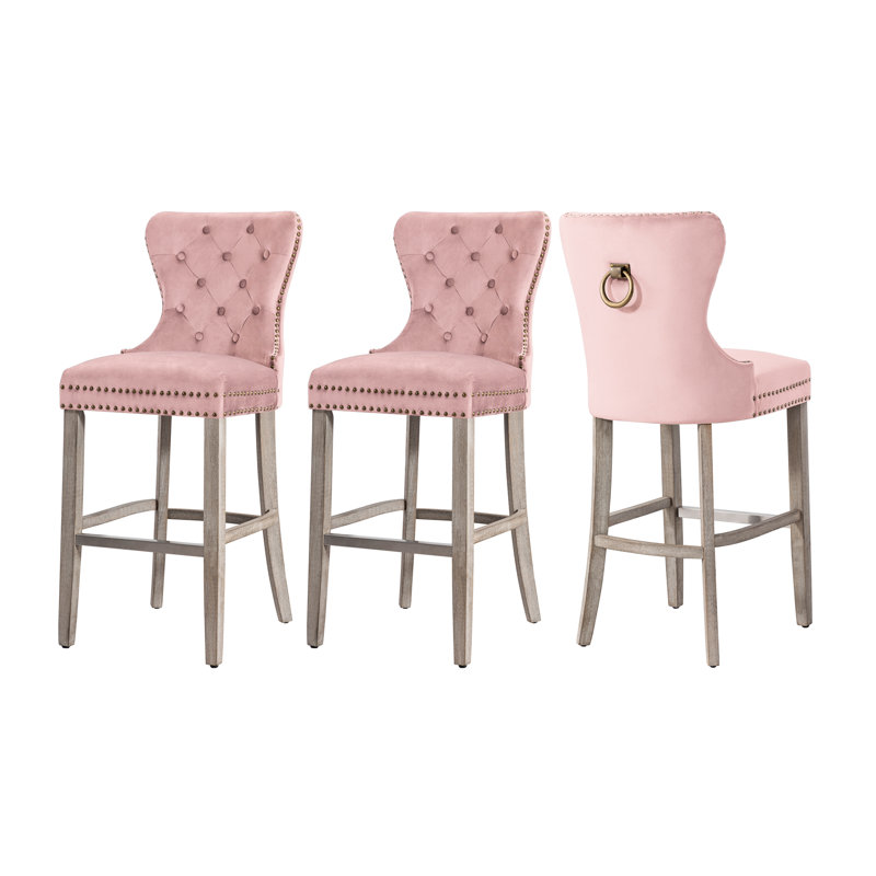 Tabouret de bar et de comptoir Kirsten, Gris, Rose, Tabouret de bar (siège d'une hauteur de 29 po)