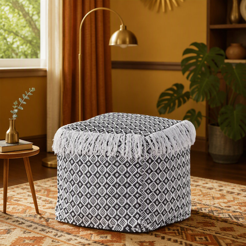 POUF EN COTON TISSÉ