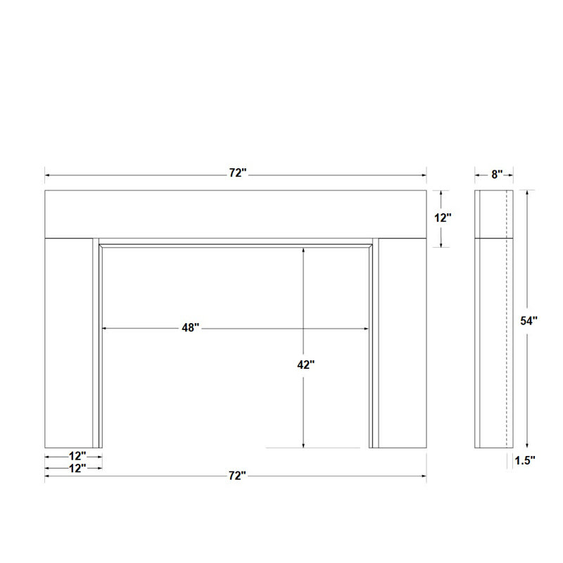 Sabine Contemporary Wood Fireplace Mantel Surround Kit Includes Wooden Mantel Surround And Shelf, White, 72" L