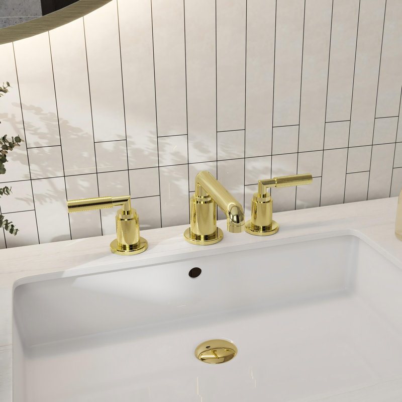 Luxury Textured Surface Widespread Bathroom Faucet - 2-Handle 3-Hole Design, Silicone Brass Construction, PVD, Zirconium Gold