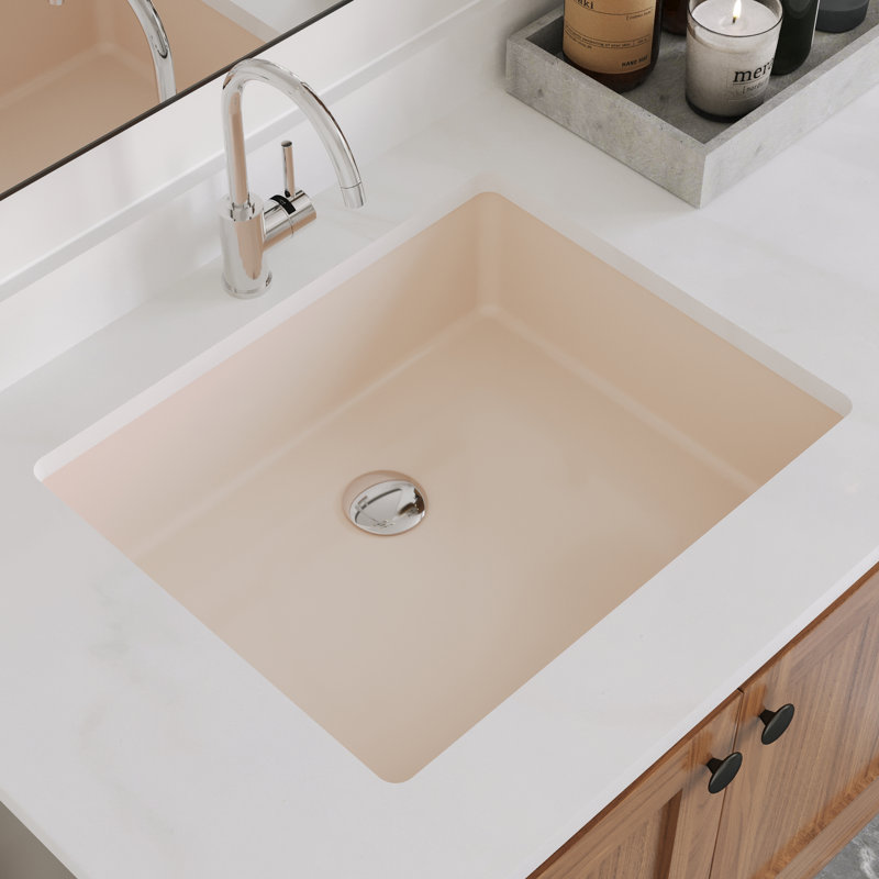 DeerValley Ursa 20" X 15.6" Rectangular Vitreous China Undermount Bathroom Sink with Overflow, Beige