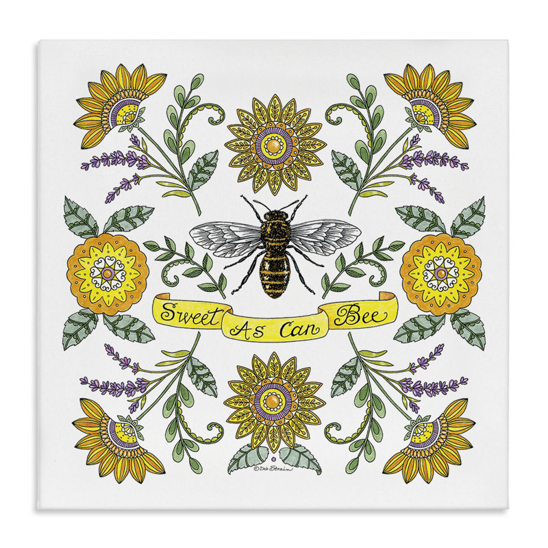 Art mural rétro sur toile Sweet As Can Bee, par Deb Strain, H 36 po x l 36 po