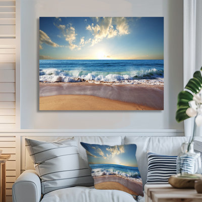 Sunrise Sea Sunset beach, Coastal canvas wall art, Beach wall art print