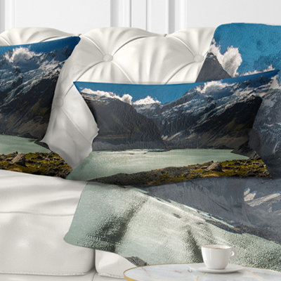 Frosty Mountains over Lake Landscape Printed Rectangular Pillow Cover & Insert