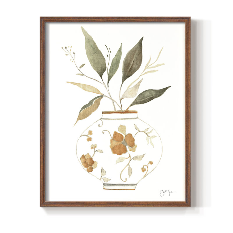 «Neutral Floral II», reproduction encadrée - bois massif, H 30 po x l 24 po, Noyer