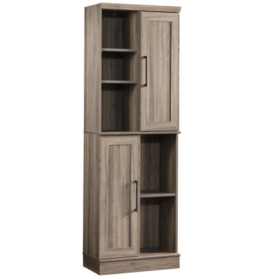 Armoire de rangement, brun gris, plusieurs espaces, tablettes réglables, portes repositionnables, base, compacte, facile à installer, rangement pour salle de bain, bureau et tablettes avec base