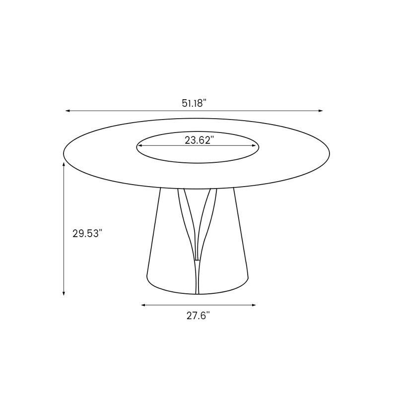 Table de salle à manger CR039AEH-WFUS1, H 29,53 po x L 51,18 po x l 51,18 po, Noir, Bronze