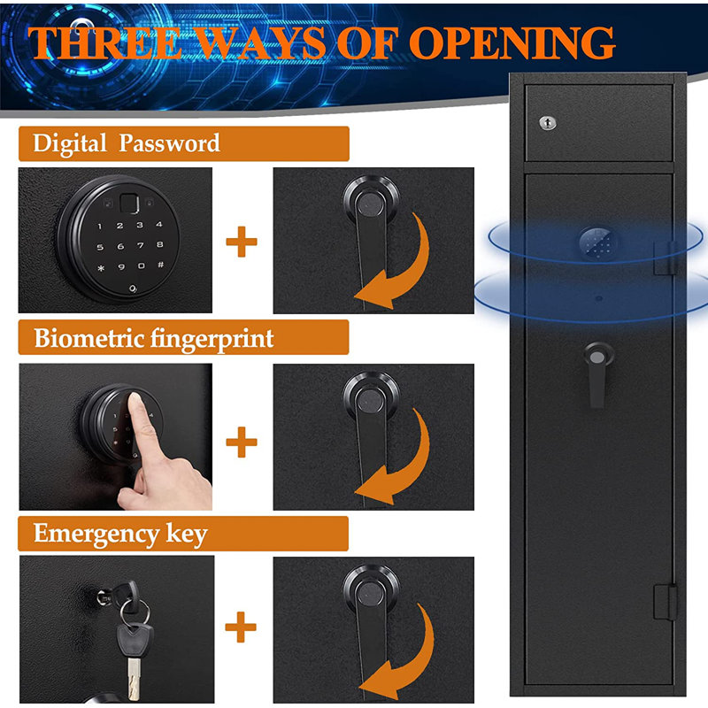 Kaer Black Steel Dual Lock Gun Safe with Shelves
