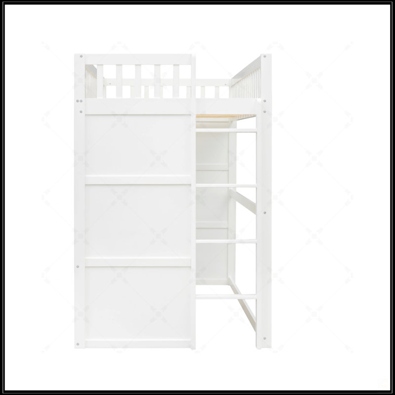 Lit mezzanine simple avec échelle - blanc