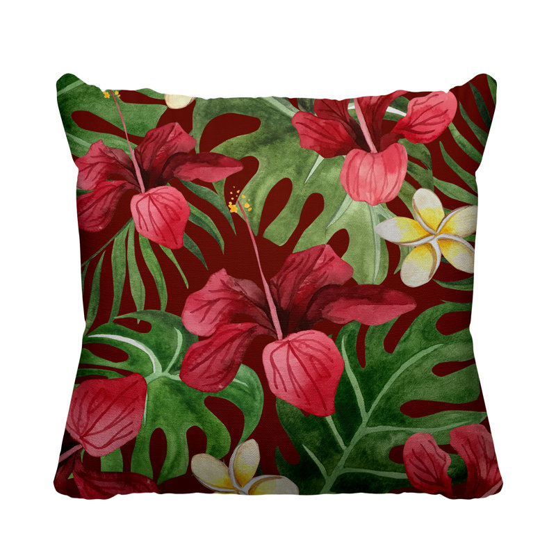 Housse de coussin d'extérieur carré Koi, Rouge, H 17 po x l 17 po