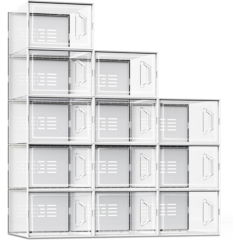Boîtes de rangement pour chaussures empilables en plastique transparent avec ventilation, fermoir Snap-Tight