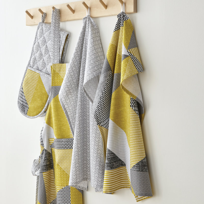 Larsson Geo Two Pack Tea Towels, Yellow