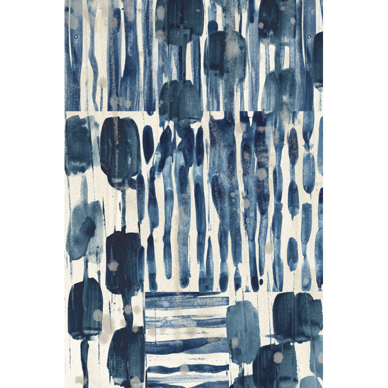 " Indigo Patchwork I " by June Erica Vess Painting Print, 18" H x 12" W