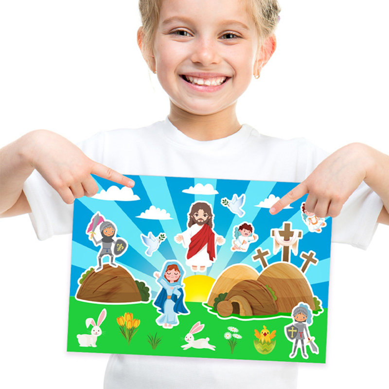 Ensemble d'autocollants de Pâques 12 autocollants 12 cartes de scène