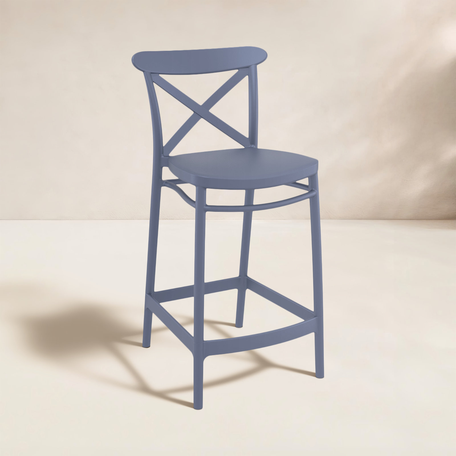Bijou Outdoor Bar Stool, Dark Gray, Counter Stool (25.6" Seat Height)