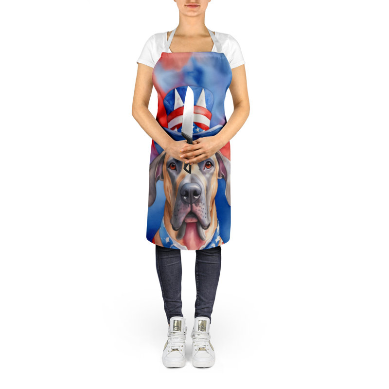 Patriotic American Apron, Brown Great Dane