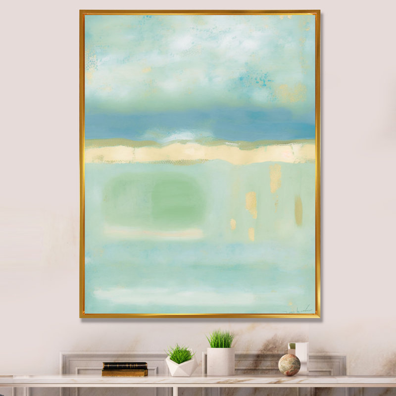 Olive Sprig Landscape III - reproduction sur toile, L 16 po x H 32 po, Toile avec cadre flottant or