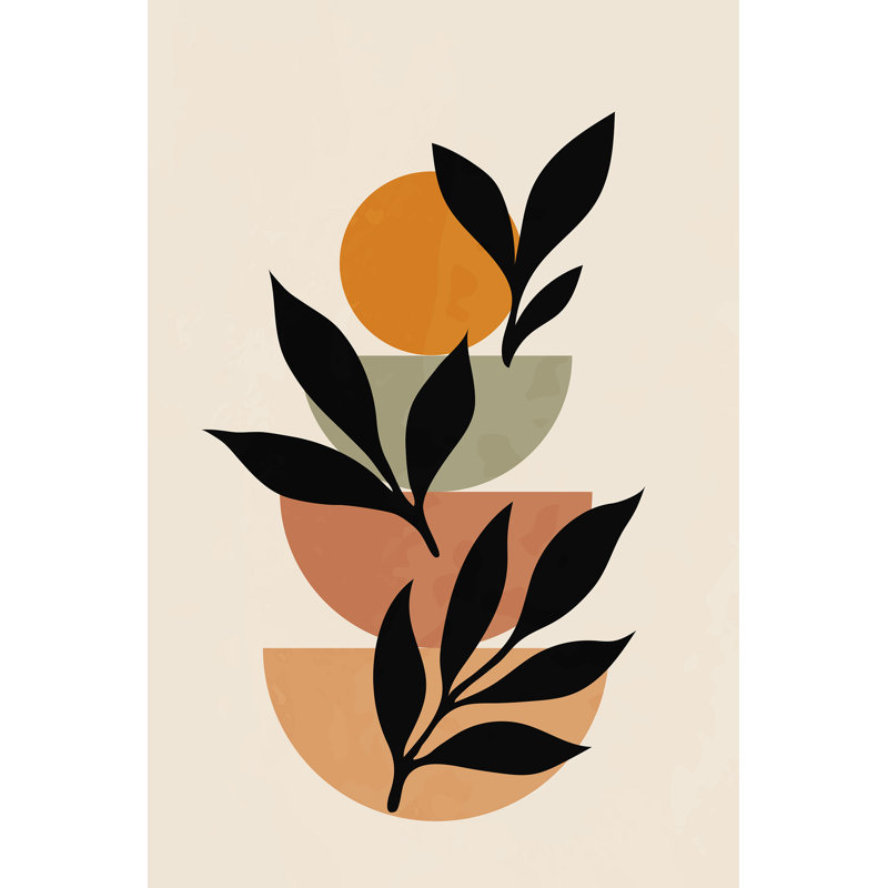 Boho Botanical Abstract Canvas Wrapped Wall Art, 24" H x 16" W x 1.5" D