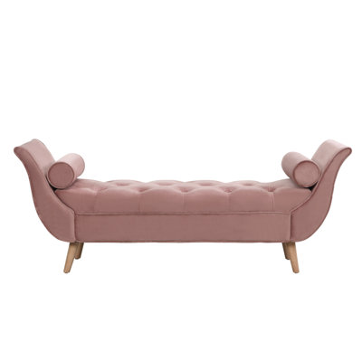 Upholstered Velvet Bench, End Of Bed Bench With 2 Pillows, Upholstered Button Tufted Ottoman,Footstool With Rolled Arms, Foot Rest With Solid Wood Legs, For Entryway, Living Room ,Dining Room