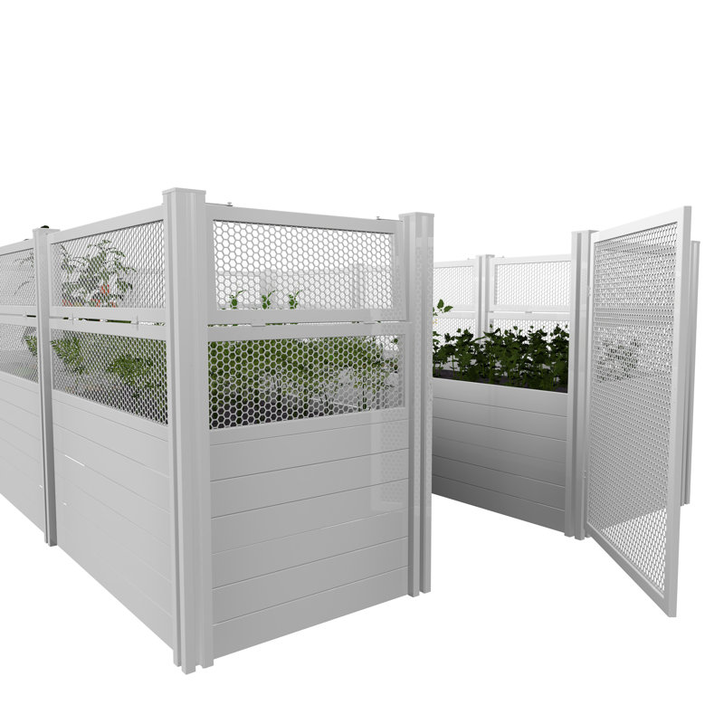 12 ft x 8 ft White Vinyl Keyhole Composting Garden Bed