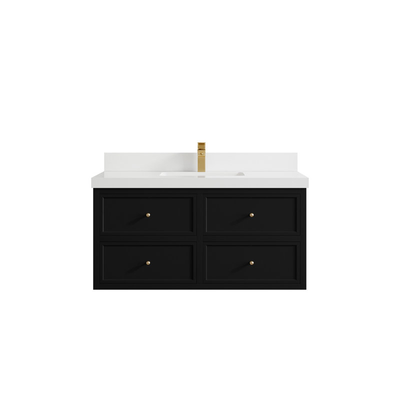 Meuble-lavabo simple 42 po Roswell, Gris Piatra