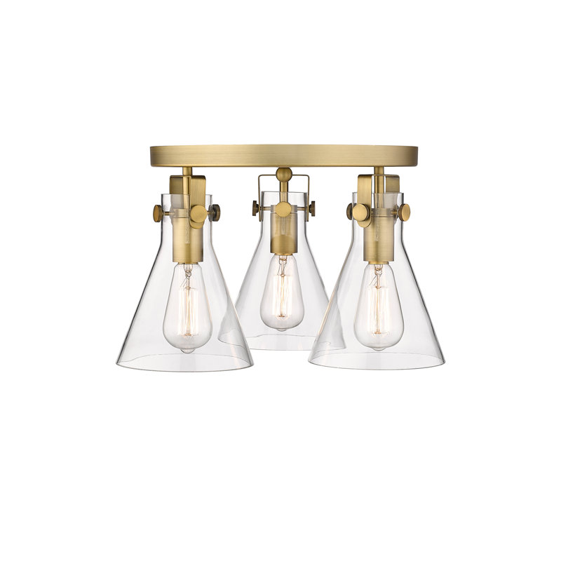 Skokie Glass Semi Flush Mount, Brushed Brass, Clear