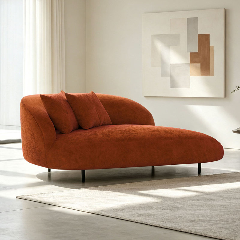 Chaise longue de loisir simple et luxueuse, Left Hand Facing, Red/Orange