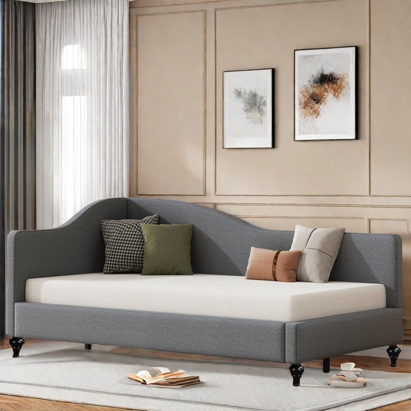Woothen  Daybed With Solid Wood Legs, Gray, Twin