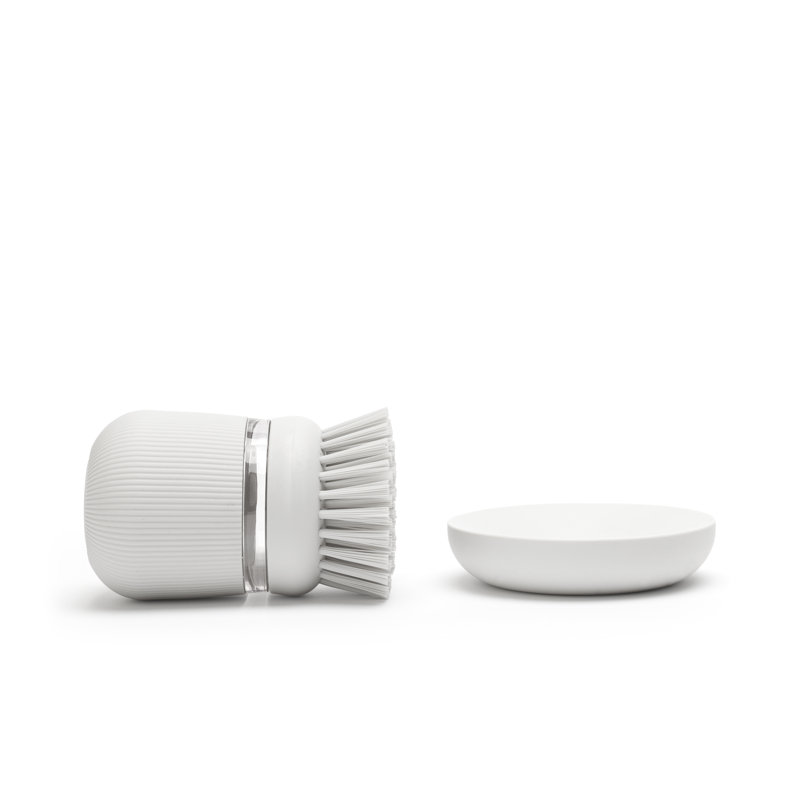 Brabantia SinkSide Dishwashing Liquid Dispensing Scrubbing Brush, White
