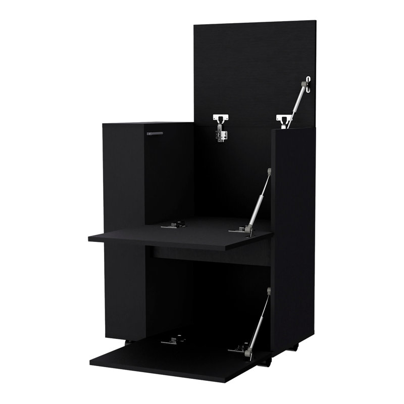 Stylish Black Kitchen Cart With Construction And Cabinet Space Rectangular Bar Stable Wheels Cabinets, Black