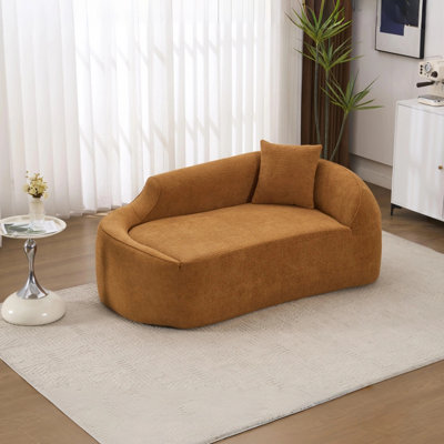 67" Curved Compression Chenille Loveseat, Deep Seat Casual 2‑Seater with Pillow