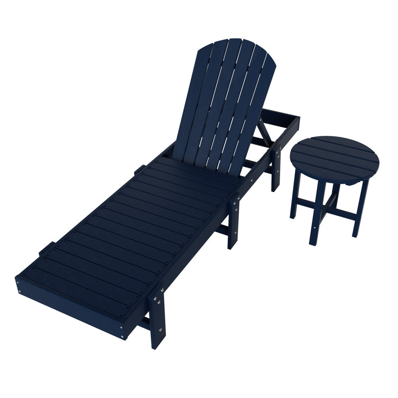 Altura Outdoor Chaise Lounge with Table, Navy Blue