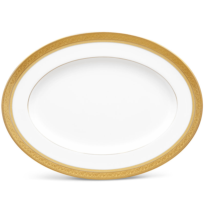 Noritake Summit Oval Platter, 1" H x 14" W x 10" D, Gold