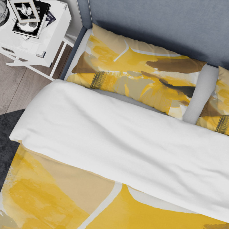 Ensemble de housse de couette moutarde jaune rétro I BeddingMicrofiber / Polyester