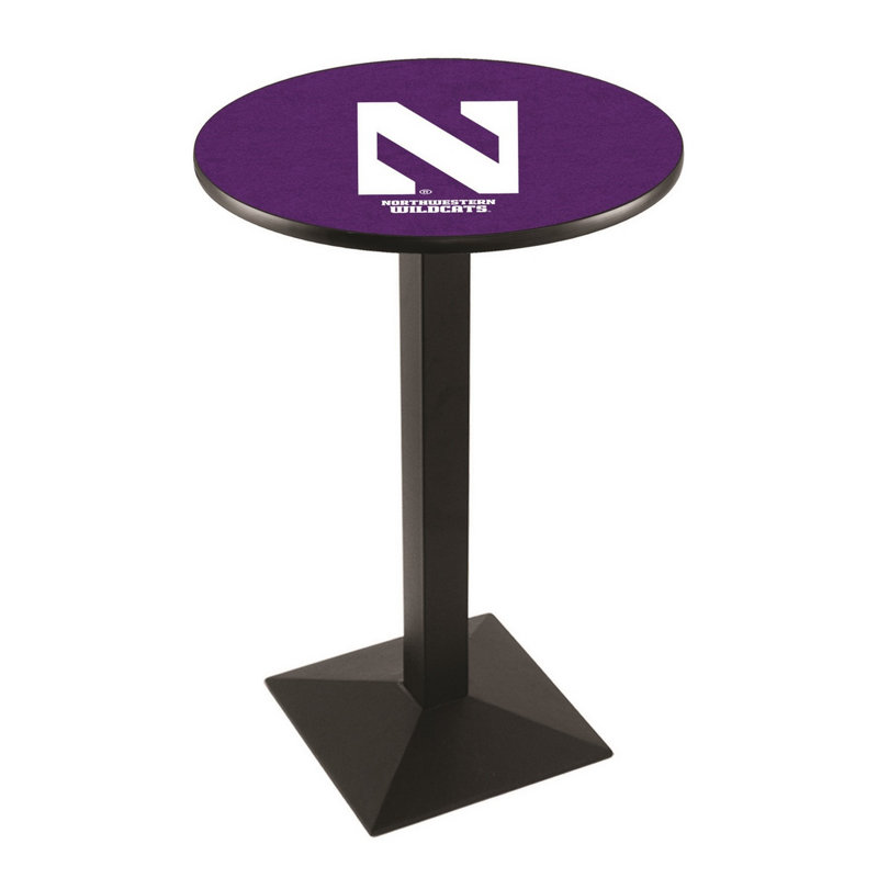 Round Metal Base Dining Table, Black Wrinkle, Northwestern University