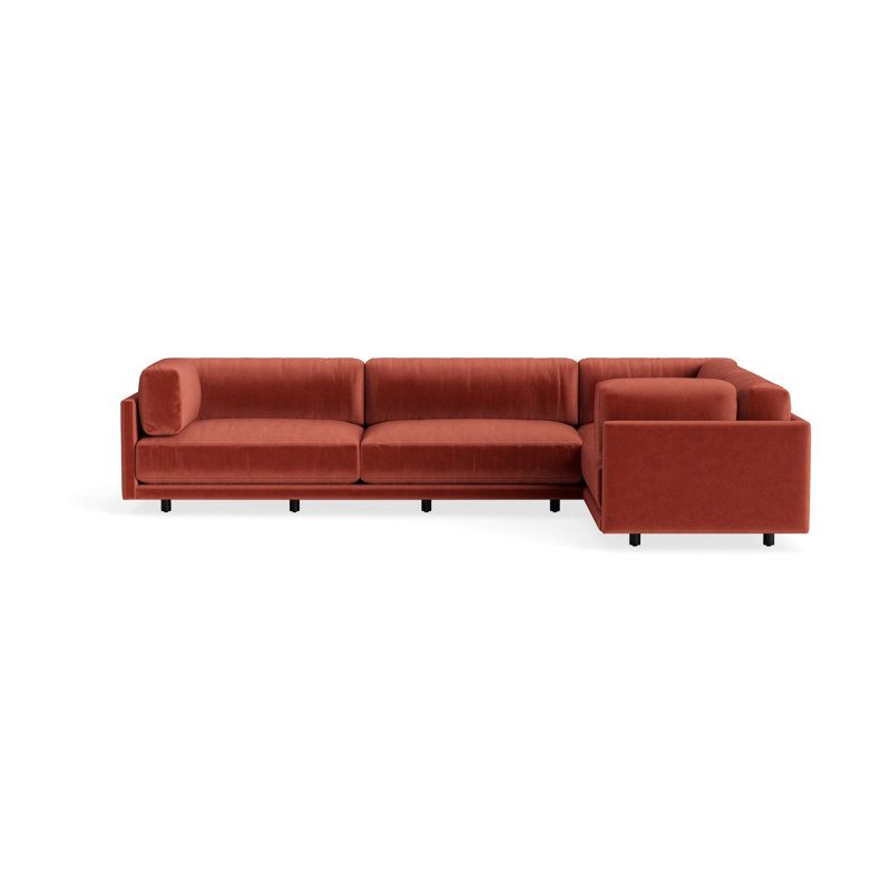 MTO - Sunday L Sectional Sofa, Left, Tomato Velvet