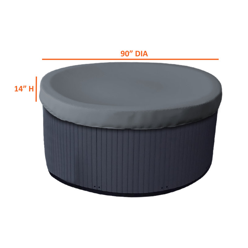 Heavy-Duty Outdoor Waterproof Round Hot Tub Cover, Patio UV Protected Spa Cover, 35.6cm H x 228.6cm W x 228.6cm D, Grey